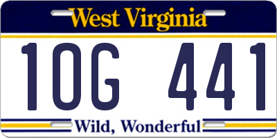 WV license plate 1OG441