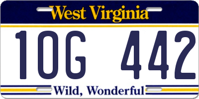 WV license plate 1OG442