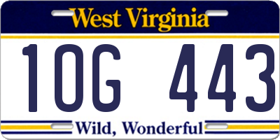 WV license plate 1OG443