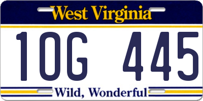 WV license plate 1OG445
