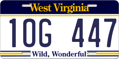 WV license plate 1OG447