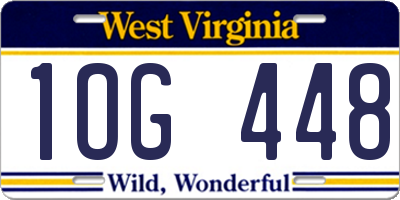WV license plate 1OG448
