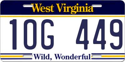 WV license plate 1OG449