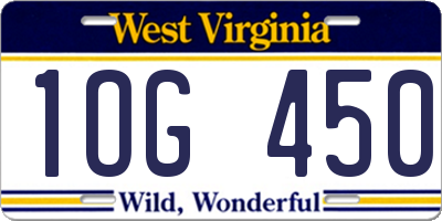 WV license plate 1OG450