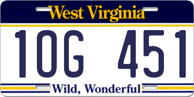 WV license plate 1OG451