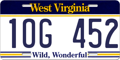 WV license plate 1OG452