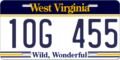 WV license plate 1OG455