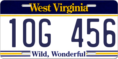 WV license plate 1OG456