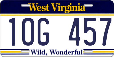 WV license plate 1OG457
