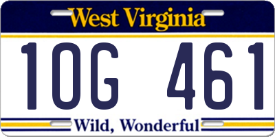 WV license plate 1OG461