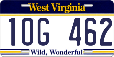 WV license plate 1OG462