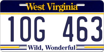 WV license plate 1OG463