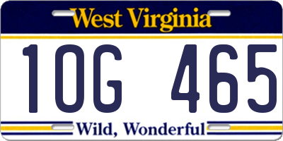 WV license plate 1OG465