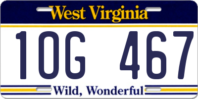 WV license plate 1OG467