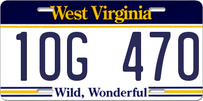 WV license plate 1OG470
