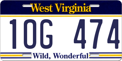 WV license plate 1OG474