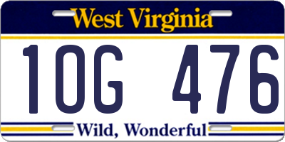 WV license plate 1OG476