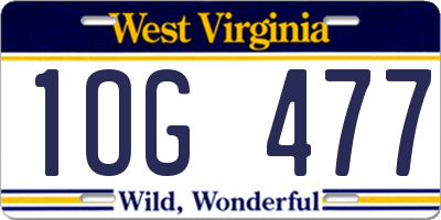 WV license plate 1OG477