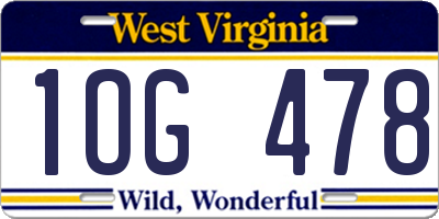 WV license plate 1OG478