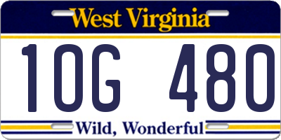 WV license plate 1OG480