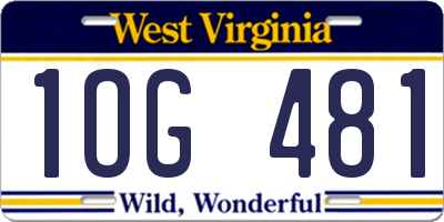 WV license plate 1OG481
