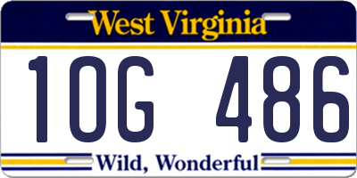 WV license plate 1OG486