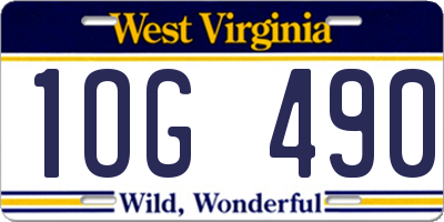WV license plate 1OG490
