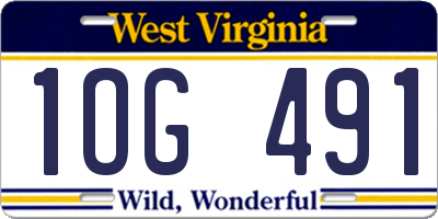 WV license plate 1OG491