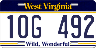 WV license plate 1OG492