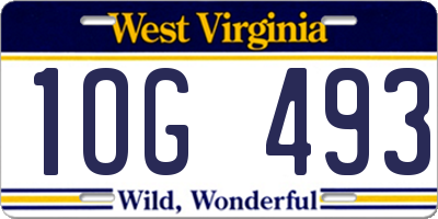 WV license plate 1OG493