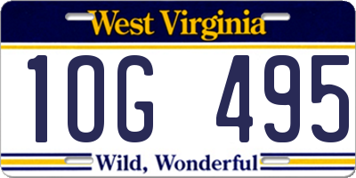 WV license plate 1OG495
