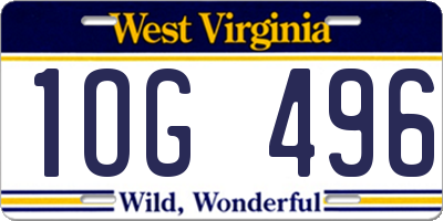WV license plate 1OG496