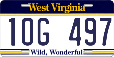 WV license plate 1OG497