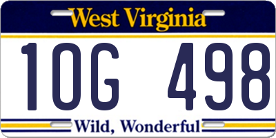 WV license plate 1OG498