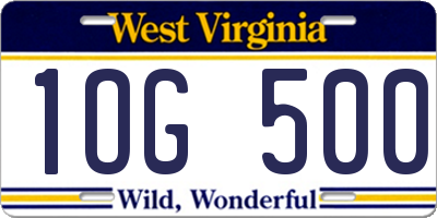 WV license plate 1OG500
