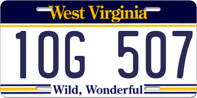 WV license plate 1OG507