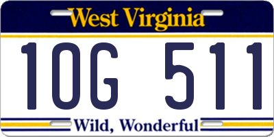 WV license plate 1OG511