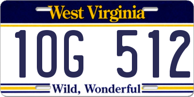 WV license plate 1OG512
