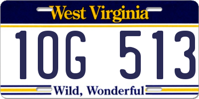 WV license plate 1OG513
