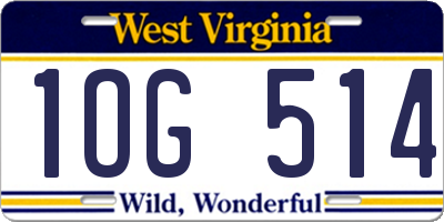 WV license plate 1OG514