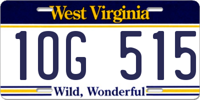 WV license plate 1OG515