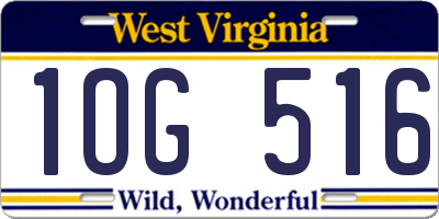 WV license plate 1OG516
