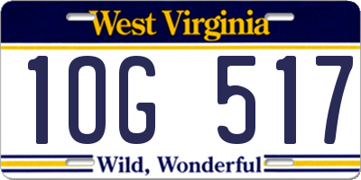 WV license plate 1OG517