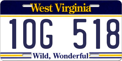 WV license plate 1OG518