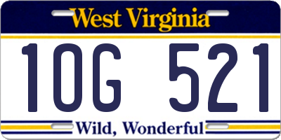 WV license plate 1OG521