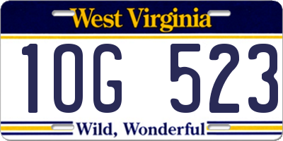 WV license plate 1OG523