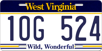 WV license plate 1OG524