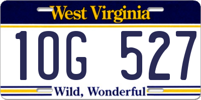 WV license plate 1OG527