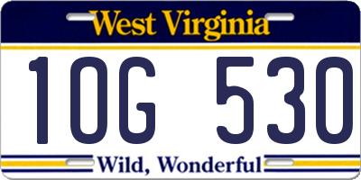 WV license plate 1OG530