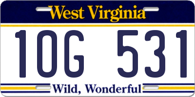 WV license plate 1OG531